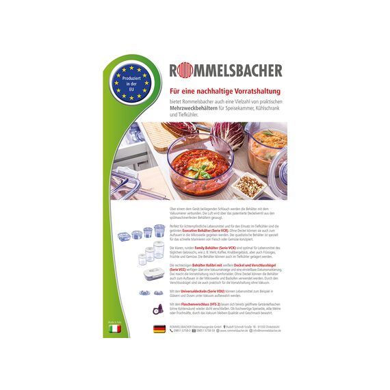 ROMMELSBACHER VBS 203 Profi Folienbeutel 20 x 30cm, 50 Stück, BPA-frei, extrem stark & reißfest 210μm, eingeprägte Luftrillen, wiederverwendbar, Sous vide, Made in Europe, für alle Balkenvakuumierer