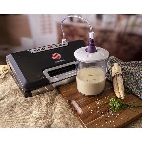 ROMMELSBACHER Vakuumierer VAC 485 - Absaugleistung 15 Liter/Min., Einhand-Bedienung, für Langzeitbetrieb geeignet, Doppel-Versiegelungsnaht, 2 Versiegelungszeiten, für Folien bis 30 cm Breite
