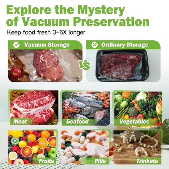 Omtofo Vakuumierbeutel 4 Rollen Vakuumierfolie, 30 x 600cm Vakuumbeutel Lebensmittel, BPA-frei, reißfest, 190µm, Einschweißfolie für Vakuumierer, Mikrowellen and Sous Vide