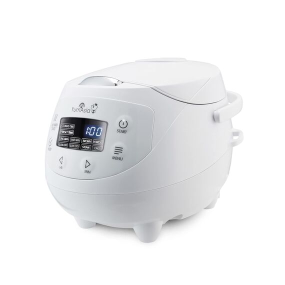 Yum Asia Panda Mini-Reiskocher mit Ninja-Keramikschüssel und Advanced Fuzzy Logic (3,5 Tassen, 0,63 Liter) 4 Reisfunktionen, 4 Multicooker-Funktion, 220–240V (Arctic White)