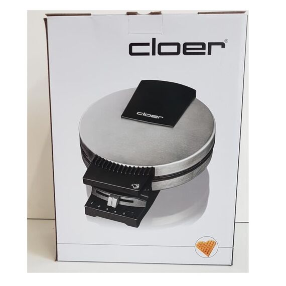 Cloer 189 Waffeleisen für eine Herzwaffel mit 16 cm Durchmesser, Herzwaffeleisen mit Doppelbeschichtung, schweren Backplatten, stufenlosem Bräunungsgrad, Backampel & Signalton, Edelstahl, 930 W