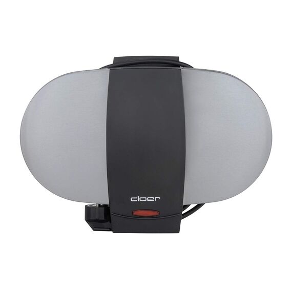 Cloer 1329 Doppelwaffeleisen für 2 Herzwaffeln mit 15,5 cm Durchmesser, Waffeleisen mit Antihaftbeschichtung, Edelstahlgehäuse, stufenlosem Bräunungsgrad und optischer Fertigmeldung, PFAS-frei, 1700 W