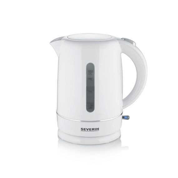 SEVERIN Wasserkocher, 1,7 L Kapazität, mit herausnehmbarem Kalkfilter, Wasserstandsanzeige, Ein-Aus-Taste & Kontrollleuchte, 2.200 W, weiß, WK 4325