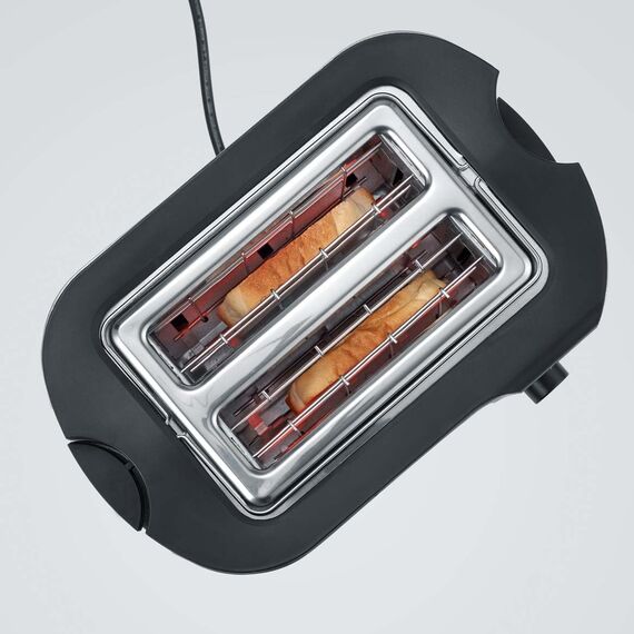 SEVERIN Automatik-Toaster, Toastgerät mit Brötchenaufsatz, hochwertig aus Edelstahl, zum Toasten, Auftauen und Erwärmen, 800 W, rot, AT 2217