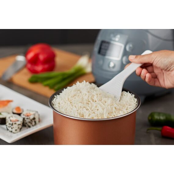 Yum Asia Panda Mini-Reiskocher mit Ninja-Keramikschüssel und Advanced Fuzzy Logic (3,5 Tassen, 0,63 Liter) 4 Reisfunktionen, 4 Multicooker-Funktion, 220–240V (Cobalt Grey)