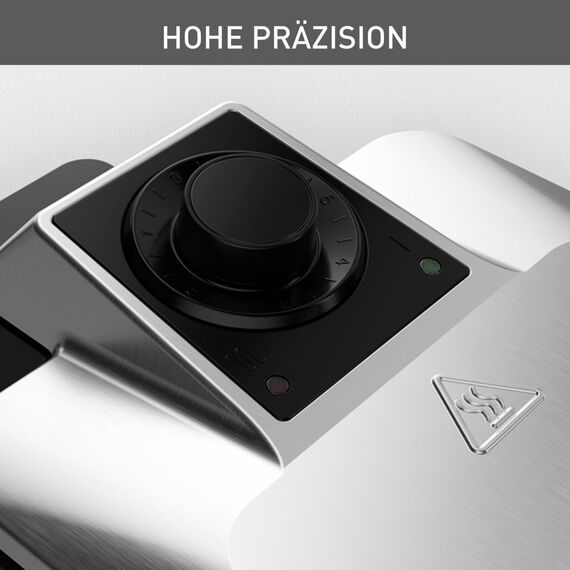 KRUPS Doppelwaffeleisen Professional, drehbares Waffeleisen für 2 belgische Waffeln, knusprig & gleichmäßig backen, 7 Bräunungsstufen und Antihaftbeschichtung, spülmaschinengeeignet, Edelstahl/Schwarz