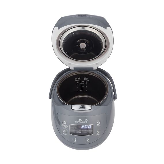 Yum Asia Panda Mini-Reiskocher mit Ninja-Keramikschüssel und Advanced Fuzzy Logic (3,5 Tassen, 0,63 Liter) 4 Reisfunktionen, 4 Multicooker-Funktion, 220–240V (Cobalt Grey)