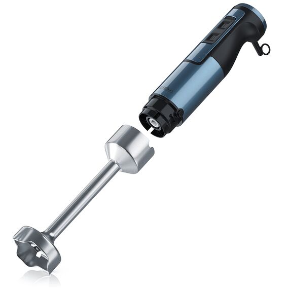 Arendo - Stabmixer 1000 Watt Edelstahl Set - vierflügeliges Messer - Pürierstab - stufenlose Geschwindigkeitsregelung - Turbotaste - Abnehmbarer Mixfuß - Blau