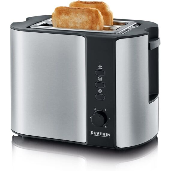 SEVERIN Automatik-Toaster, mit Brötchenaufsatz, hochwertiger Edelstahl Toaster zum Toasten, Auftauen und Erwärmen, 800 W,steel, AT 2589