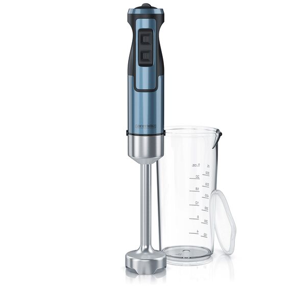 Arendo - Stabmixer 1000 Watt Edelstahl Set - vierflügeliges Messer - Pürierstab - stufenlose Geschwindigkeitsregelung - Turbotaste - Abnehmbarer Mixfuß - Blau