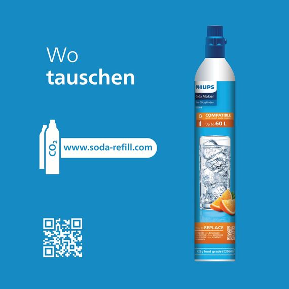 Philips Water Soda Maker Kabinenflasche transparent 1 L kompatibel Soda-Maschinen