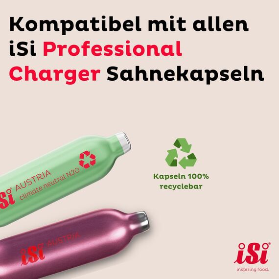 iSi Gourmet Whip Sahnespender 1 L, Alle Teile spülmaschinenfest, Körper aus hochwertigem Edelstahl, Betrieb mit iSi Sahnekapseln, Für Sahne, warme und kalte Saucen, Suppen, Espumas, Desserts
