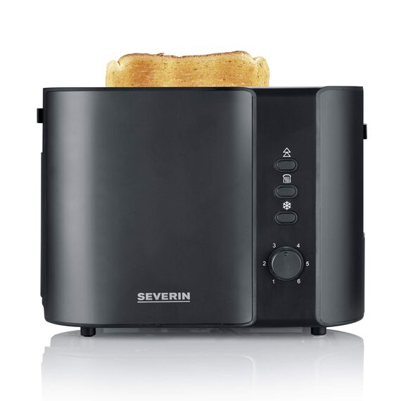 SEVERIN Automatik-Toaster mit 2 Toastschlitzen, mit Brötchenaufsatz, Edelstahl, zum Toasten, Auftauen und Erwärmen, 800 W, schwarz/matt, AT 9552