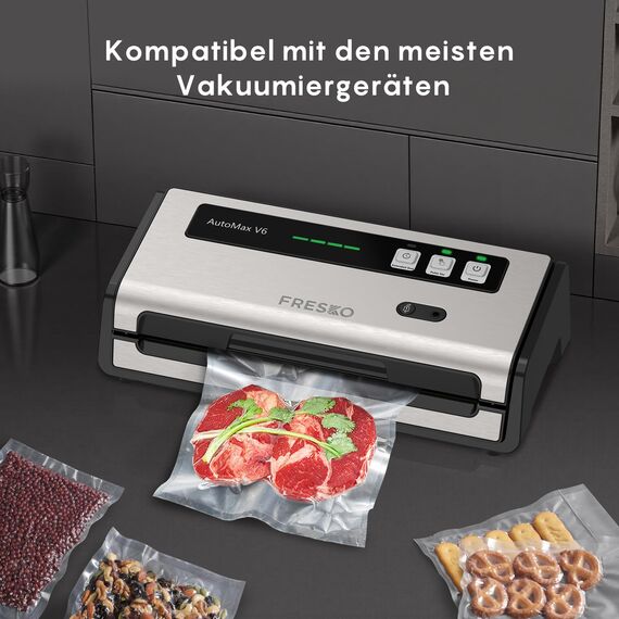 FRESKO Vakuumrollen 2 Rollen 28 x 600cm, Professionelle Vakuumierbeutel Folienbeutel, Größe für alle Vakuumiergeräte, BPA-frei, Geprägte Luftrillen, Sous-Vide-Gefrierbeutel