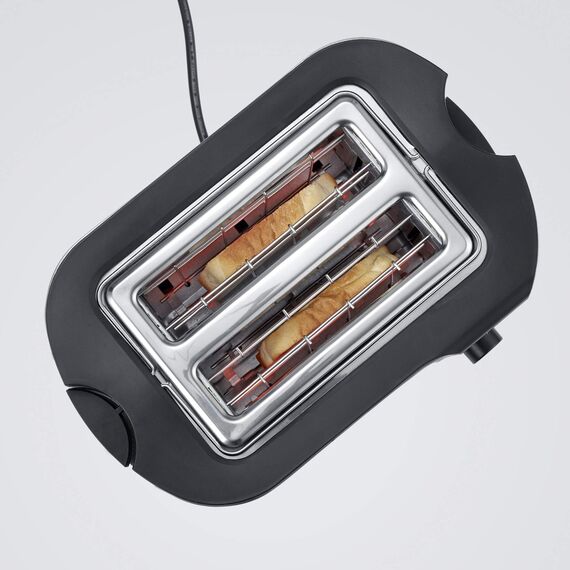 SEVERIN Automatik-Toaster mit 2 Toastschlitzen, mit Brötchenaufsatz, Edelstahl, zum Toasten, Auftauen und Erwärmen, 800 W, schwarz/matt, AT 9552