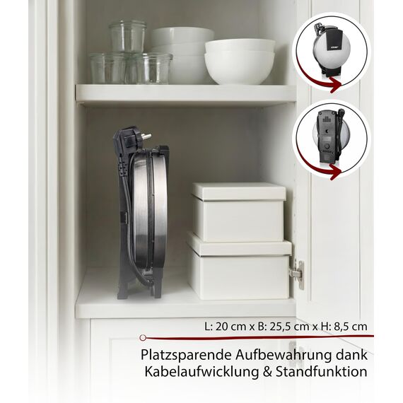 Cloer 189 Waffeleisen für eine Herzwaffel mit 16 cm Durchmesser, Herzwaffeleisen mit Doppelbeschichtung, schweren Backplatten, stufenlosem Bräunungsgrad, Backampel & Signalton, Edelstahl, 930 W