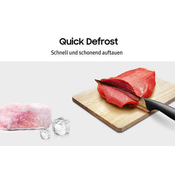 Samsung MS2AK3515AS/EG Mikrowelle, 800 W, 23 ℓ Garraum, 48,9 cm Breite, Kratzfester Keramik-Emaille-Inneraum, QuickDefrost Auftauprogramme, Silber