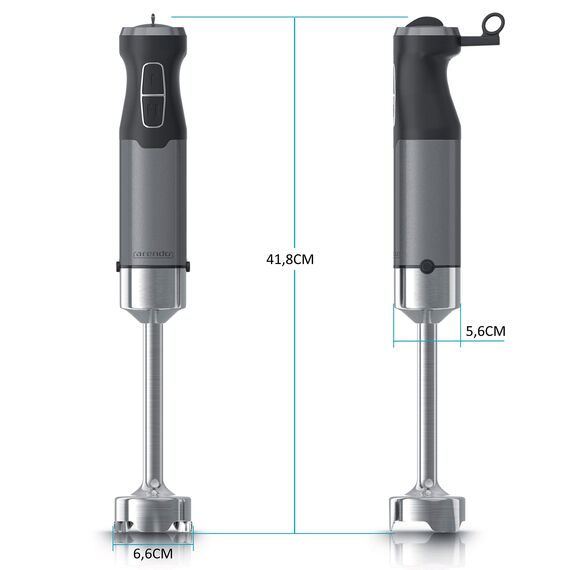 Arendo - Stabmixer 1000 Watt - Vierflügeliges Messer - Pürierstab - stufenlose Regelung - Turbotaste - abnehmbarer Mixfuß - Edelstahl Cool Grey