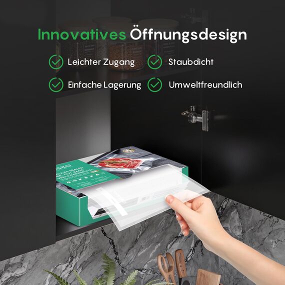 FRESKO Vakuumbeutel, Lebensmittel, 20 x 30 cm, 120 Beutel, geprägt, BPA-frei, Aufbewahrung, Einfrieren und Kochen im Vakuum, BPA-frei, geeignet für alle Vakuummaschinen