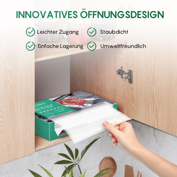 Vakuumierbeutel FRESKO Vakuumbeutel 15x25cm / 100 Profi- Folienbeutel, für alle Vakuumierer, BPA-frei, Eingeprägte Luftrillen, Extrahierbares Verpackungsdesign, Sous Vide Gefrierbeutel