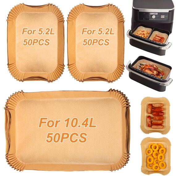 BYKITCHEN 150pcs Airfryer Backpapier für Ninja Flex Drawer Dual Zone AF500EU 10,4L Heißluftfritteuse,Zubehör für Ninja Foodi AF500EU Airfryer & Cosori Dual Blaze Twinfry Heißluftfritteuse 10L