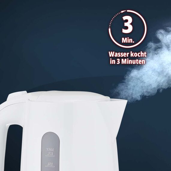 KHG Frühstücksset Wasserkocher Kaffeemaschine 2-teilig, 2.200 & 1.000 Watt, Kapazität 1,7 Liter Wasser oder 12 Tassen Kaffe, mit Kalkfilter & Permanent-Kaffeefilter – Weiß