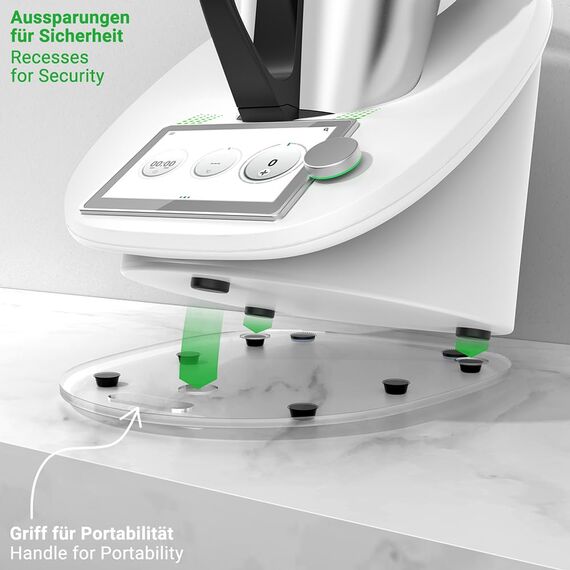 Siegvoll Gleitbrett für Thermomix TM6 TM5 Gleiter müheloses Verschieben Rollbrett aus Acryl - Transparent