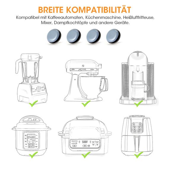 Aieve 8 STK.Gleitbrett für Küchengeräte Unsichtbares Selbstklebend kompatibel mit Thermomix, Kaffeevollautomaten Heißluftfritteuse, Küchen Zubehöre, Für Küchenmaschinen leicht zu verschieben (Blau)