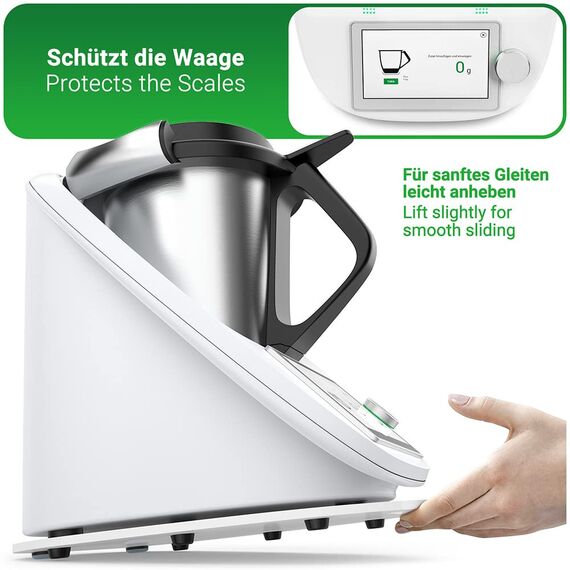 Siegvoll Gleitbrett für Thermomix TM6 TM5 Gleiter müheloses Verschieben Rollbrett aus Acryl - Weiß