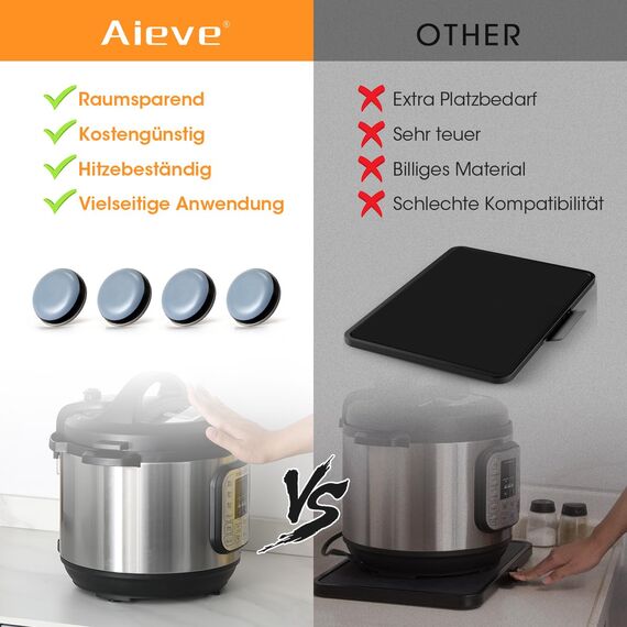 Aieve 8 STK.Gleitbrett für Küchengeräte Unsichtbares Selbstklebend kompatibel mit Thermomix, Kaffeevollautomaten Heißluftfritteuse, Küchen Zubehöre, Für Küchenmaschinen leicht zu verschieben (Blau)