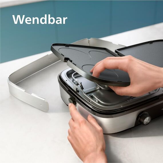 Philips Tischgrill 5000 Series – Großer Familiengrill, Wendbare Platten, Zwei Heizzonen, 5 Temperaturstufen, 2400W, Antihaftbeschichtung, Spülmaschinengeeignet (HD6222/95)