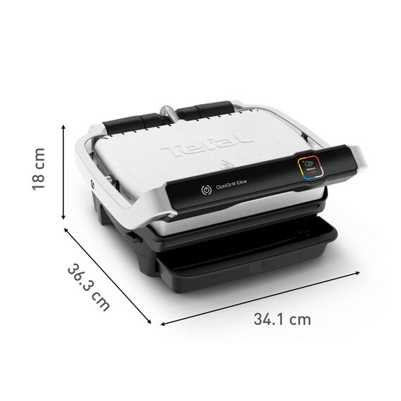 Tefal OptiGrill Elite XL Kontaktgrill, 16 Programme, Digitales Display mit Garstufenanzeige, abnehmbare XL-Platten, Grillboost-Funktion, intuitive Bedienung, Elektrogrill, Edelstahl, GC760D12