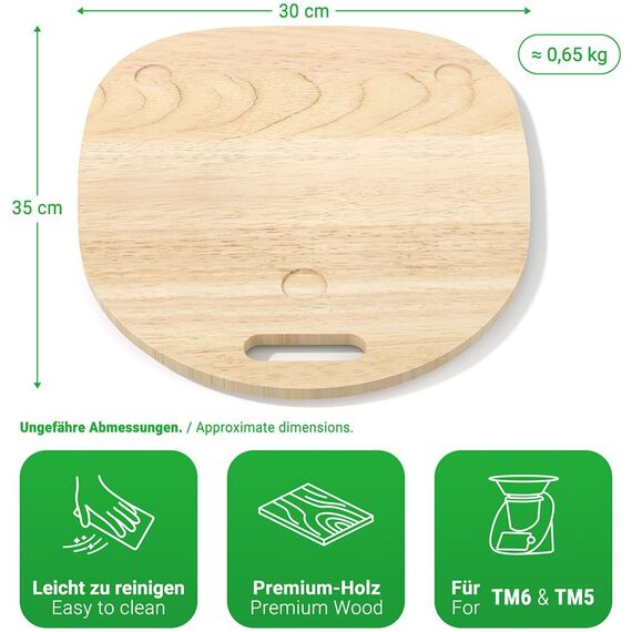 Siegvoll Gleitbrett für Thermomix TM6 TM5 aus Holz, Gleiter müheloses Verschieben Rollbrett, Zubehör für Thermomix TM6 TM5