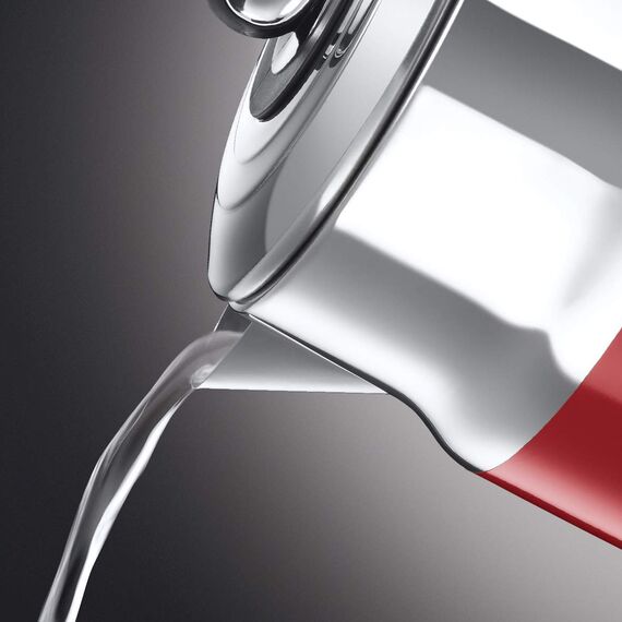 Russell Hobbs Wasserkocher [1,7l, 2400W] Retro Rot und polierter Edelstahl (Schnellkochfunktion, Wassertemperaturanzeige im Retrodesign, außenliegende Wasserstandsanzeige) Vintage Teekocher 21670-70