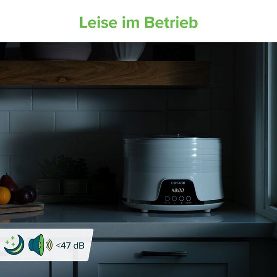 COSORI Dörrautomat für mehr Möglichkeiten, Food Dehydrator mit 5 stapelbaren und herausnehmbaren Tabletts, Einstellbare Höhe, Temperaturregelung(35-75℃), BPA-frei, 350W,Weiß