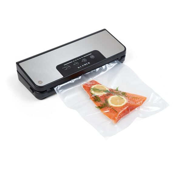 KLAMER Vakuumierer Pro 80 (2025) Test "Sehr gut" - Vakuumiergerät für trockene & feuchte Lebensmittel, für Sous Vide, inkl. Vakuumier-Beutel und Schlauch