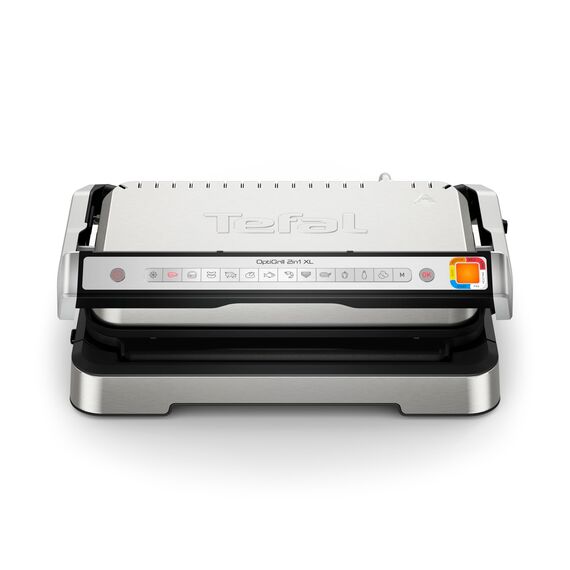 Tefal OptiGrill 2in1 XL Kontaktgrill, Aufklappbar, Tischgrill, 12 Programme, Garstufenanzeige, Abnehmbare XL-Platten, Elektrogrill, GC782D10