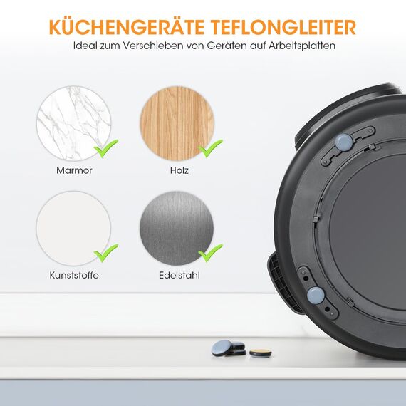 Aieve 8 STK.Gleitbrett für Küchengeräte Unsichtbares Selbstklebend kompatibel mit Thermomix, Kaffeevollautomaten Heißluftfritteuse, Küchen Zubehöre, Für Küchenmaschinen leicht zu verschieben (Blau)