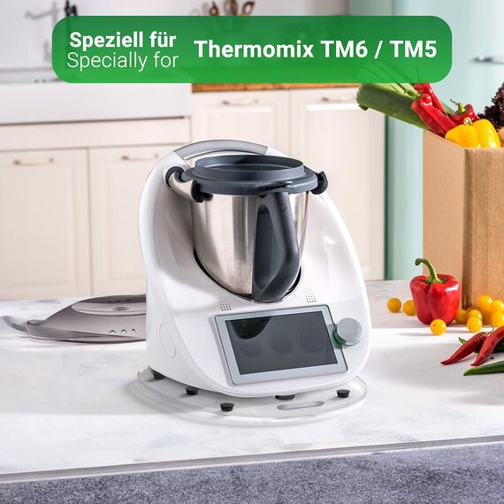 Siegvoll Gleitbrett für Thermomix TM6 TM5 Gleiter müheloses Verschieben Rollbrett aus Acryl - Transparent