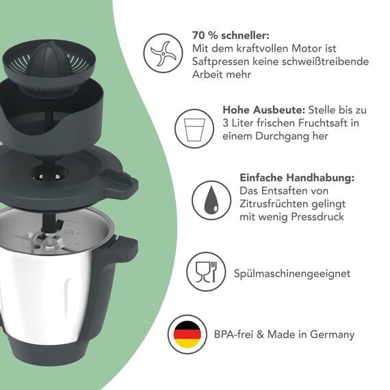 Wundermix - WunderJuicer® Saftpresse für Monsieur Cuisine Smart, Connect & Trend • Zitruspresse & Entsafter • Made in Germany