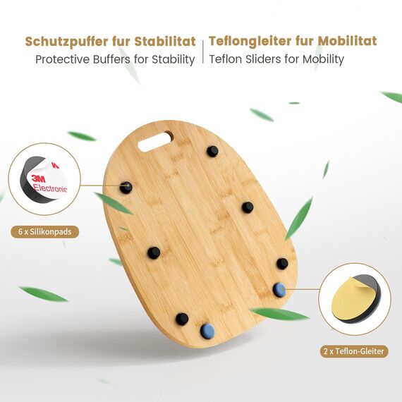 Siegvoll Gleitbrett für Thermomix TM6 TM5 aus Bambus, Schnelles Bewegen Rollbrett für Thermomix Vorwerk Küchenmaschine, Zubehör für Thermomix TM6 TM5,Bambusholz