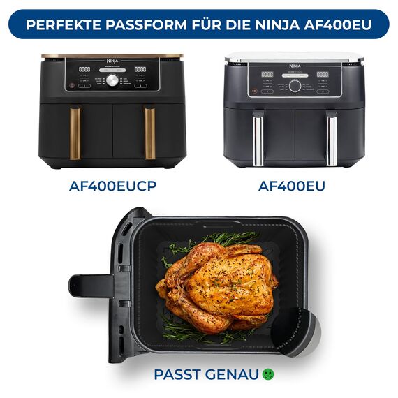Ninja 9,5L AF400EU & DZ400EU Zubehör | BPA-FREI | Hochwertige Materialien | 2,5mm dicke Silikonform | 2 Stück Airfryer Silikonform für Foodi Max Dual Zone AF400EU | Ninja DZ400EU Zubehör