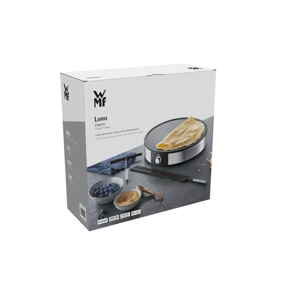 WMF Lono Crêpes Maker elektrisch – Crêpesmaschine 1.600 W mit 33 cm Antihaft-Platte, Teigverteiler und Wender, stufenlose Temperaturregelung, spülmaschinenfeste Teile, gut für herzhafte Crêpes