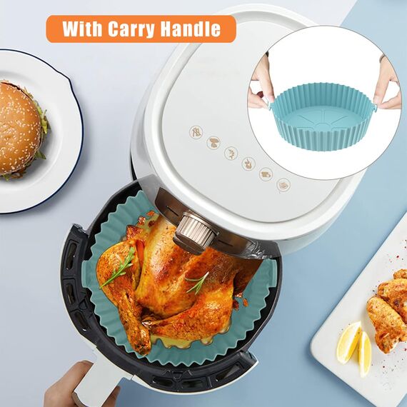 Silikonform für Heißluftfritteuse, 2Pcs Airfryer Silikonform, Silikon Airfryer Zubehör, Silikoneinsatz Air Fryer Accessories Auflaufform für Cosori Philips, Reemplazar Heißluftfritteuse Backpapier