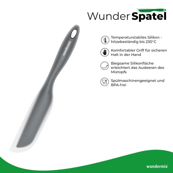 Wundermix - WunderSpatel® Biegsamer Spatel • Spachtel ideal für deine Küchenmaschine • Als Schaber zum Entleeren des Mixtopfs • Farbe: Grau