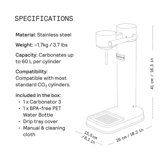 Aarke Carbonator 3, Wassersprudler aus Edelstahl im modernen Kupfer Finish mit BPA-freier 1L PET-Flasche, Sprudelwasserbereiter für Leitungswasser, kompatibel mit 60L CO2-Zylindern