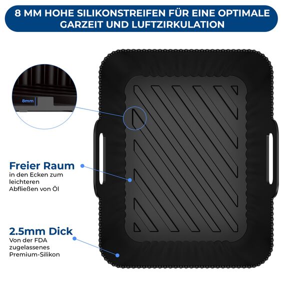 Ninja 9,5L AF400EU & DZ400EU Zubehör | BPA-FREI | Hochwertige Materialien | 2,5mm dicke Silikonform | 2 Stück Airfryer Silikonform für Foodi Max Dual Zone AF400EU | Ninja DZ400EU Zubehör