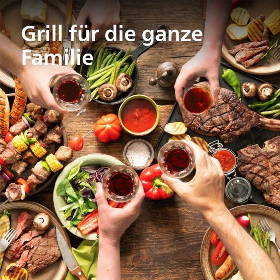 Philips Tischgrill 5000 Series – Großer Familiengrill, Wendbare Platten, Zwei Heizzonen, 5 Temperaturstufen, 2400W, Antihaftbeschichtung, Spülmaschinengeeignet (HD6222/95)