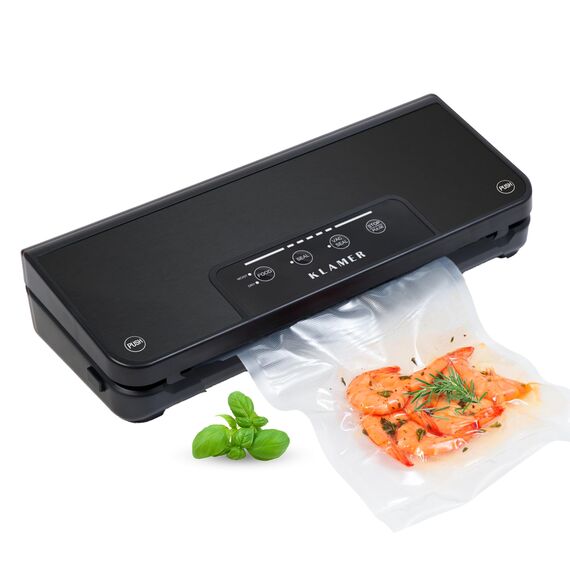 KLAMER Vakuumierer Pro 80 (2025) Test "Sehr gut" - Vakuumiergerät für trockene & feuchte Lebensmittel, für Sous Vide, inkl. Vakuumier-Beutel und Schlauch