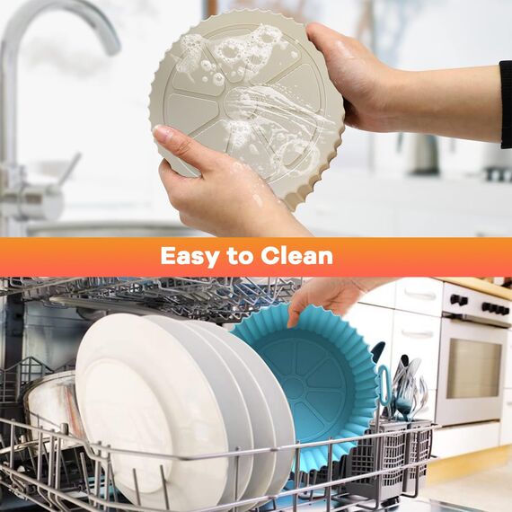 Silikonform für Heißluftfritteuse, 2Pcs Airfryer Silikonform, Silikon Airfryer Zubehör, Silikoneinsatz Air Fryer Accessories Auflaufform für Cosori Philips, Reemplazar Heißluftfritteuse Backpapier